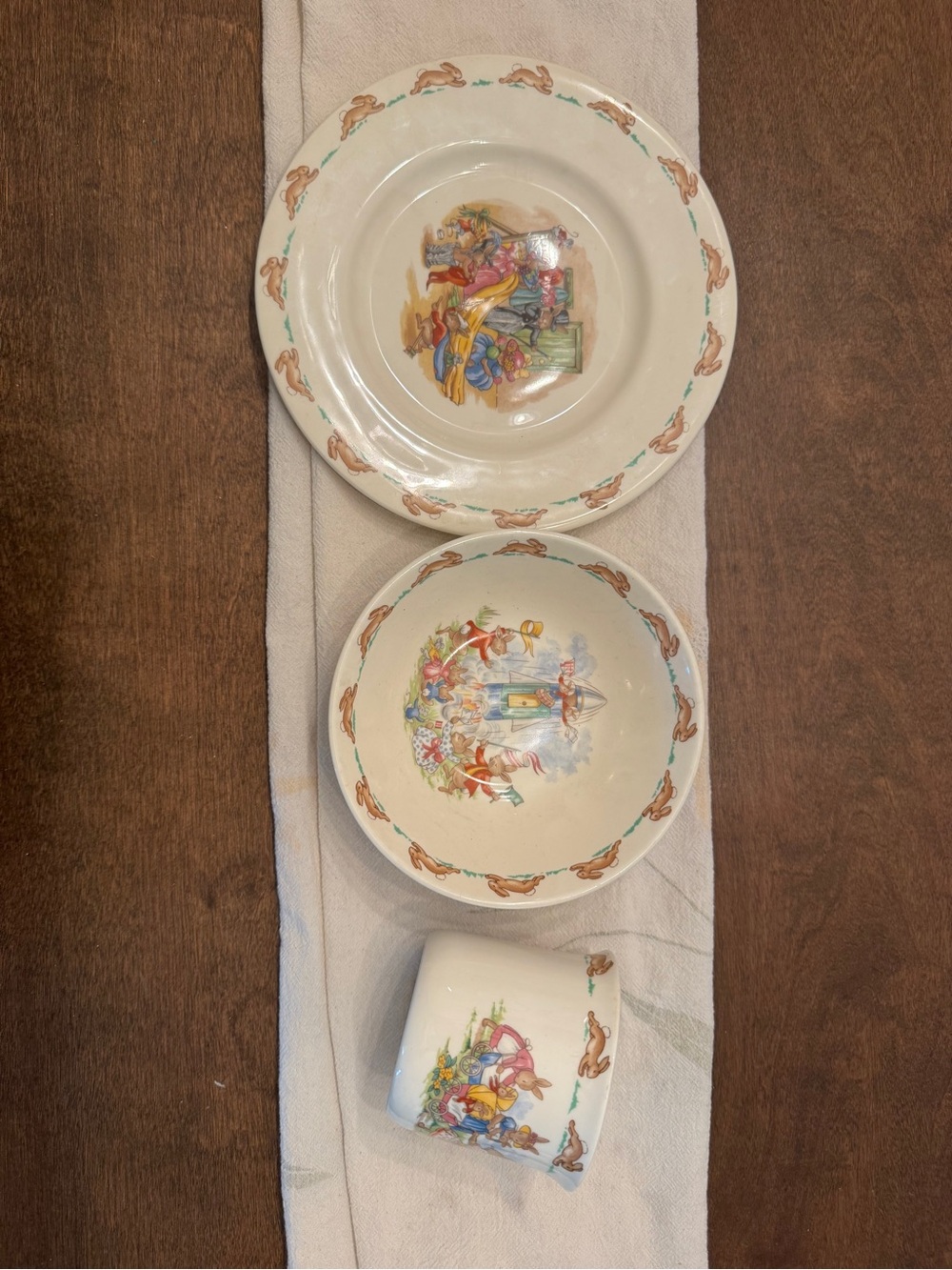 Royal doulton bunnykins Plate Bowl and Mug 1936